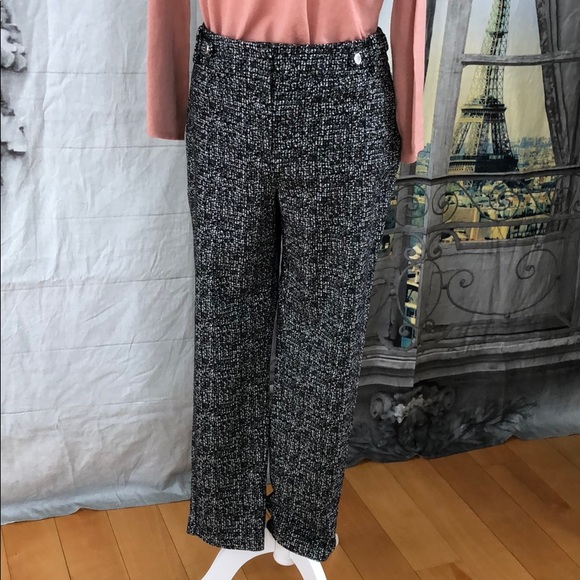 Calvin Klein Black/White Tweed Pattern Pant  Sz 10 - Picture 2 of 8